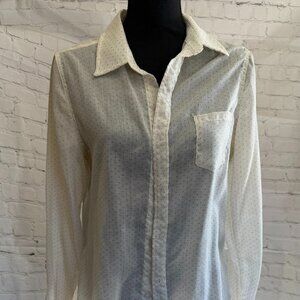 Love Stitch Cream Polka Dot Sheer Button Down Shirt | Layering Top